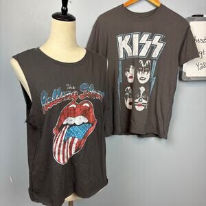 Rolling Stones Kiss Bundle T-Shirt Set Graphic Tee Rock band Grunge Streetwear